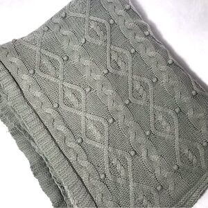 Pottery Barn Gray Cable Knit Throw Blanket